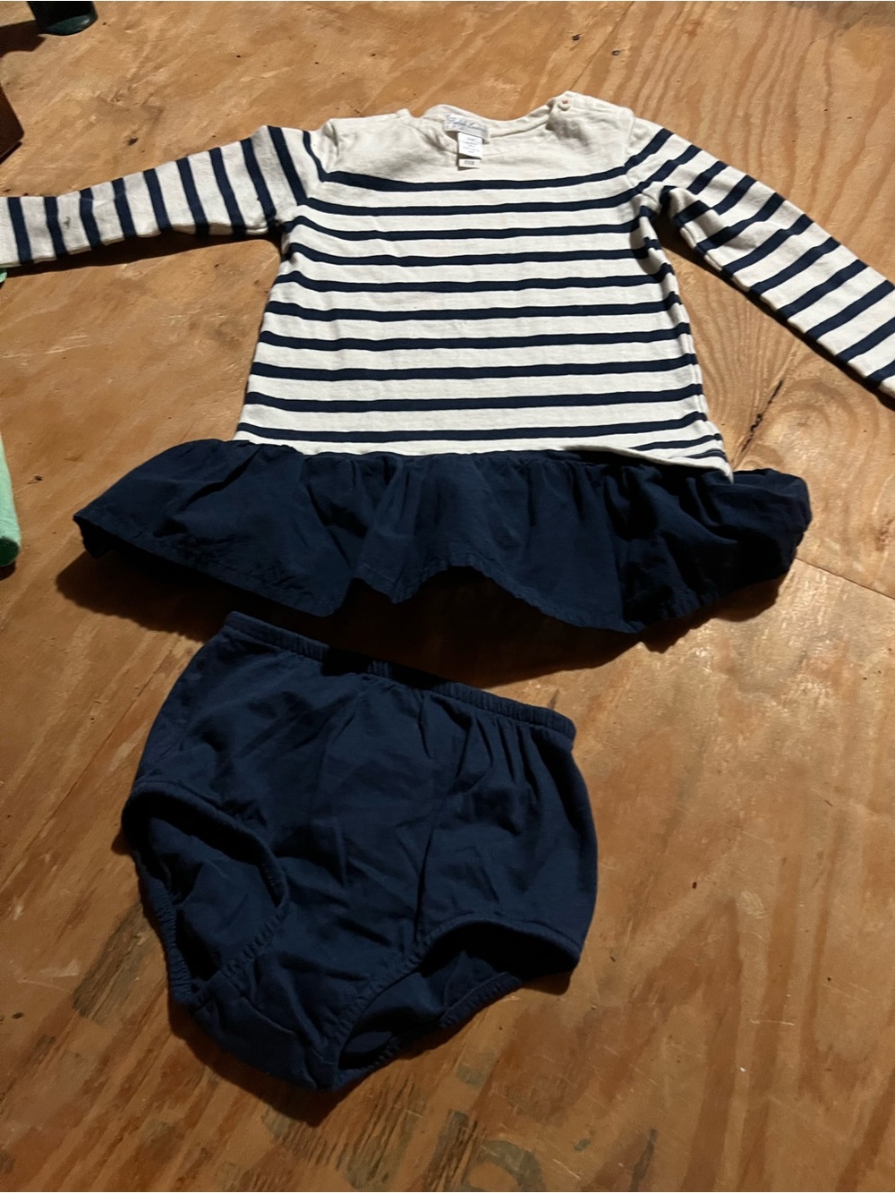 Ralph Lauren Navy & White Striped Dress with Navy Bloomers